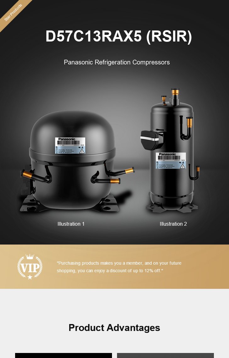 Panasonic Compressor D57C13RAX5 (RSIR), technical parameters pdf, structure diagram